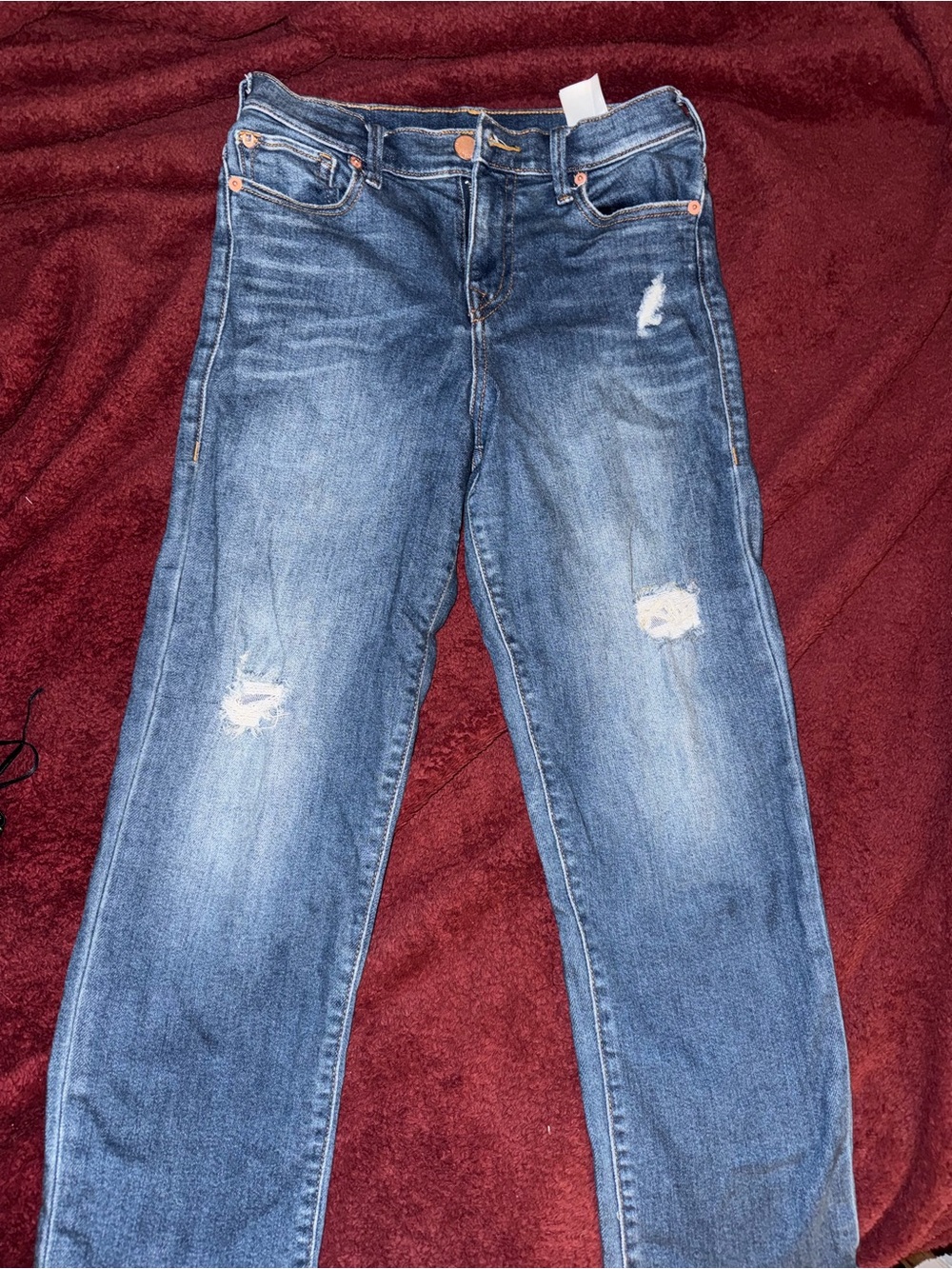 True Religion Distressed Indigo Cropped Jeans
